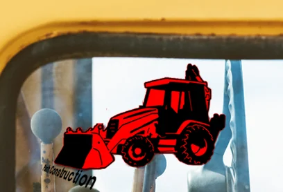 A tractor window decal designed for agricultural or construction equipment.